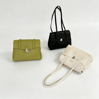 Litchi Grain Lock Clasp Shoulder Bag