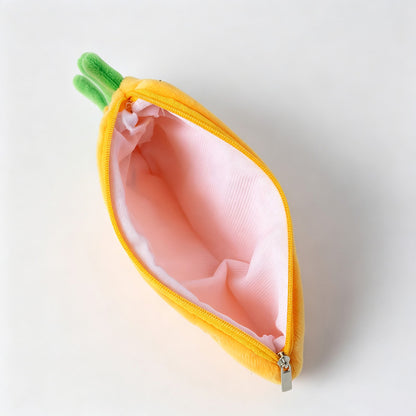 Vegetable‑Shaped Plush Zipper Pencil Pouch