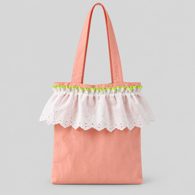 Floral Lace Trim Shoulder Handle Bag