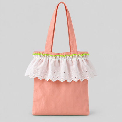 Floral Lace Trim Shoulder Handle Bag