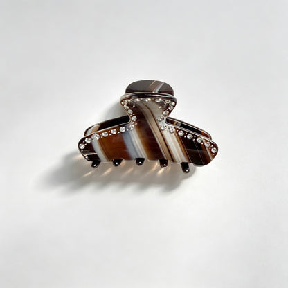 Rhinestone Inlay Striped Hair Claw