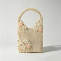 Vintage Pastoral Hand Crochet Floral Knit Tote Bag