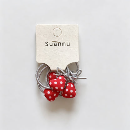 Red Polka Dot Heart Hair Clips