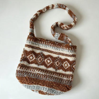 Pattern Fleece Crossbody Shoulder Bag
