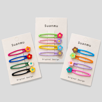 Color Flower BB Hair Clip Set