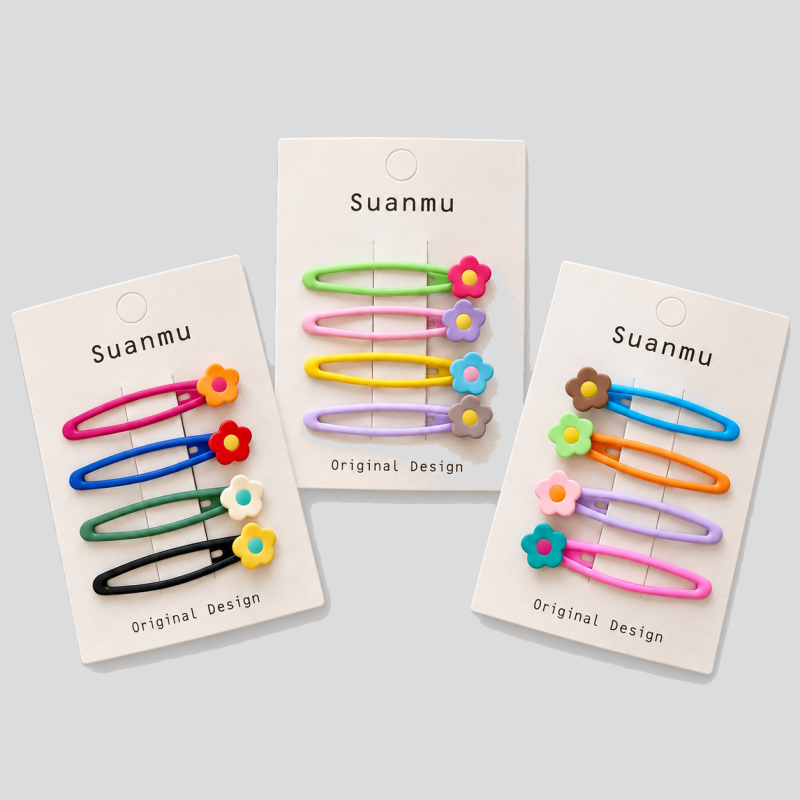 Color Flower BB Hair Clip Set