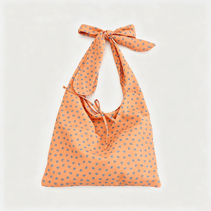 Bow Handle Floral Print Shoulder Bag