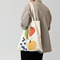 Fruit Veggie Print Canvas Tote Bag