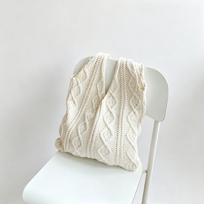 Cable Knit Hobo Tote Bag