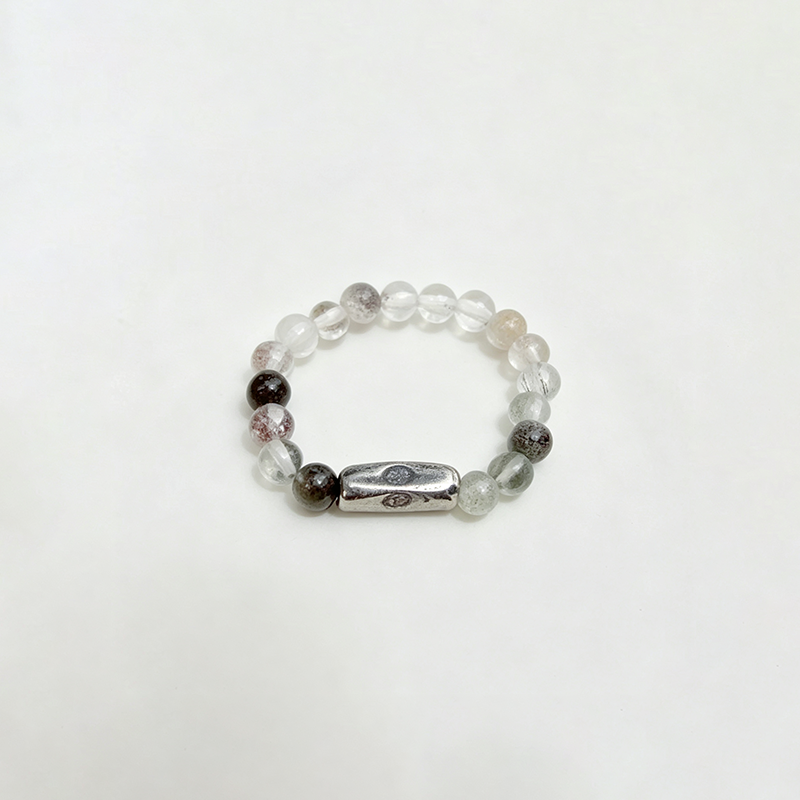 Wooden Clear Stretch Beaded Ring
