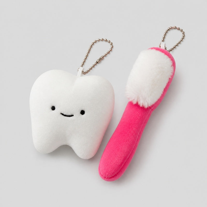 Tooth and Toothbrush Plush Keychain