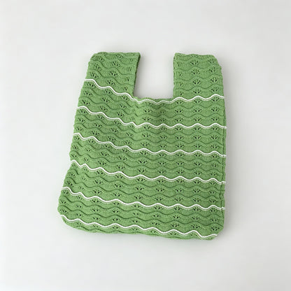 Wavy Stripe Knit Tote Bag