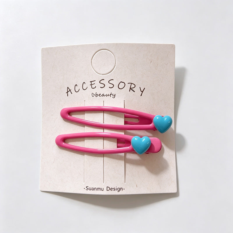 Bright Color Heart BB Snap Hair Clips