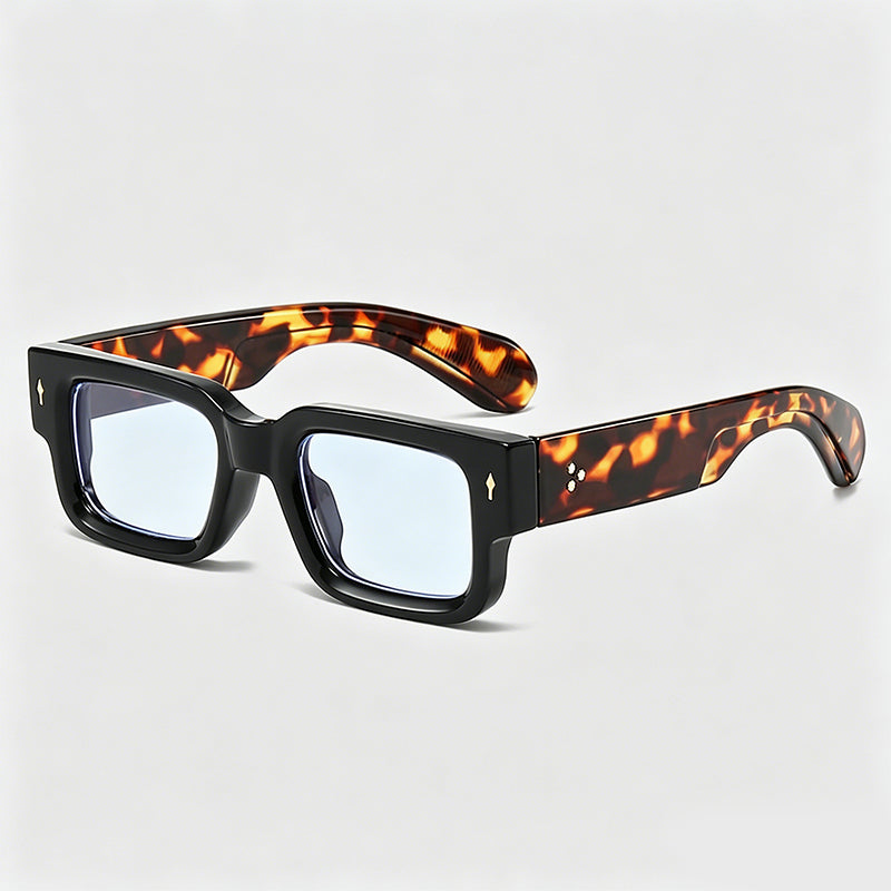 Thick Rectangle Vintage Rivet Decor Glasses