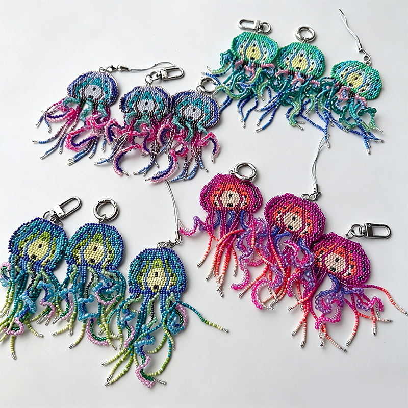 Handmade Beaded Jellyfish Keychain