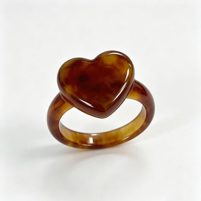 Amber Resin Heart Shape Ring