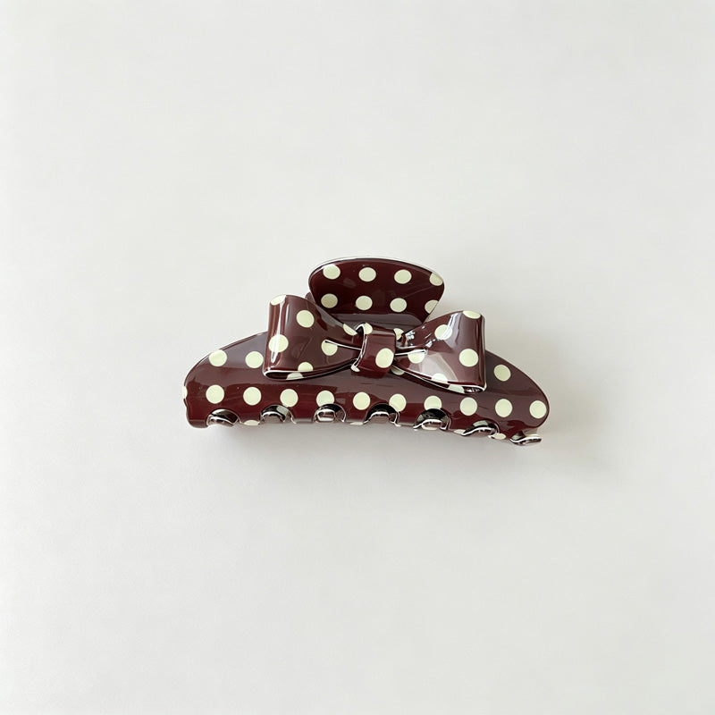Polka Dot Bow Decor Hair Claw Clip