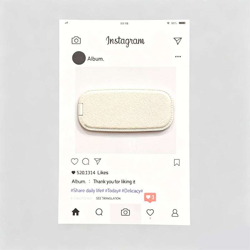 Minimalist Synthetic Leather Folding Adhesive Phone Mirror