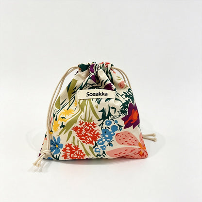 Floral Print Drawstring Pouch