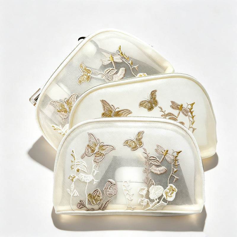 Butterfly Embroidery Mesh Pouch