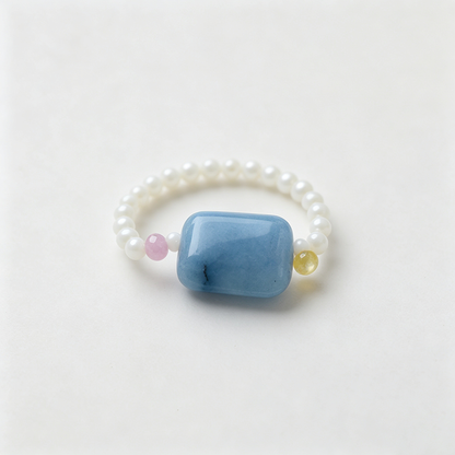 Multicolor Synthetic Stone Stretch Beaded Ring