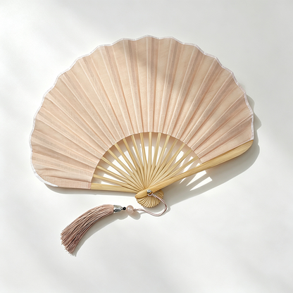 Linen Cotton Shell Shape Folding Fan