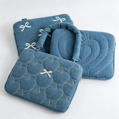 Denim Embroidered Handheld Laptop Sleeve