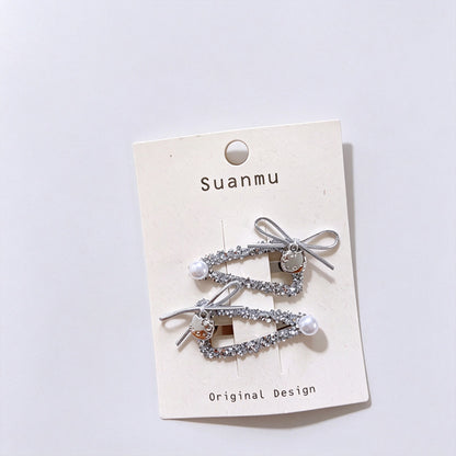 Silver Shiny Fabric Bow Hair Accessories