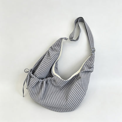 Grid Nylon Hobo Crossbody Bag