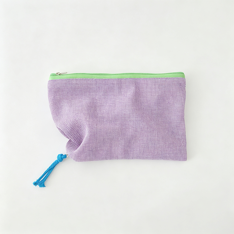 Color Contrast Plaid Makeup Bag