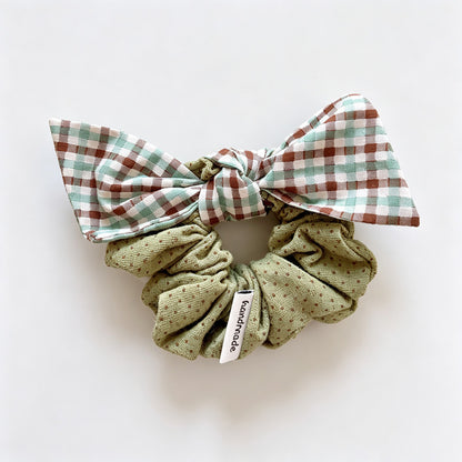 Green Plaid Bow Scrunchie