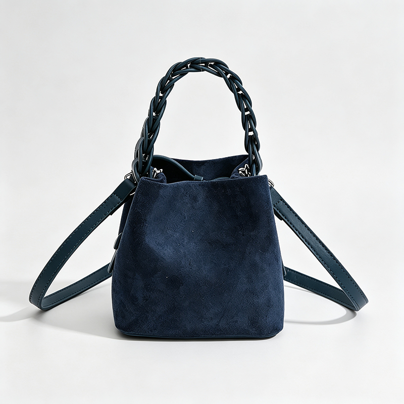Braided Crossbody Bucket Handle Bag