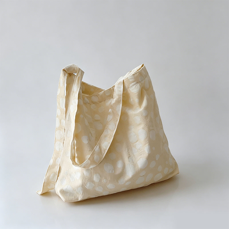Natural Crinkle Printed Cotton Tote Crossbody Bag