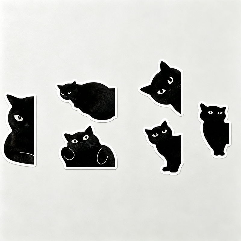 Black Cat Silhouette Magnetic Bookmarks