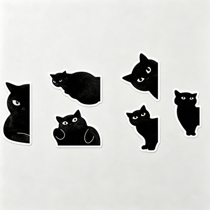 Black Cat Silhouette Magnetic Bookmarks