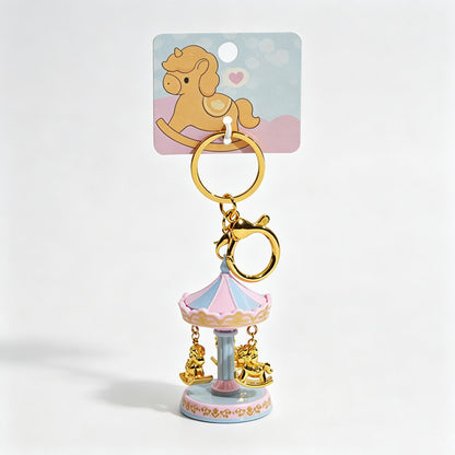 Rotatable Carousel Horse Resin Keychain