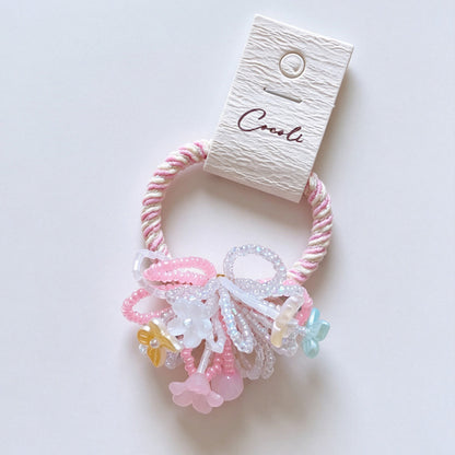 Colorful Bead Flower Elastic Hair Tie