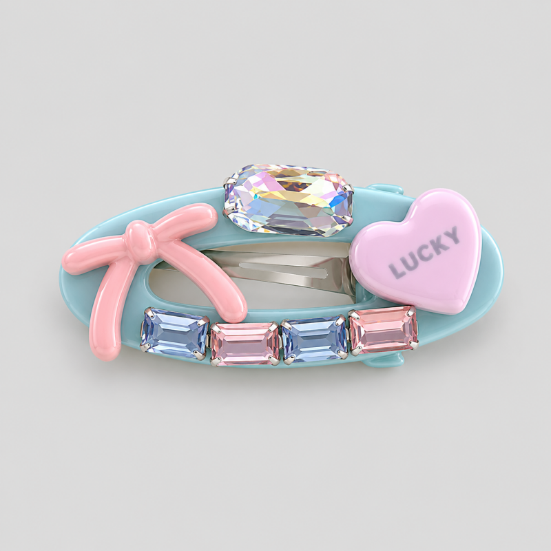Bow Heart Colorful Hair Clips