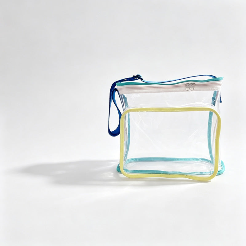 Color‑Trim PVC Crossbody Pouch