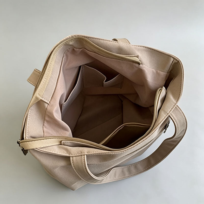 Color Block Canvas Tote Bag
