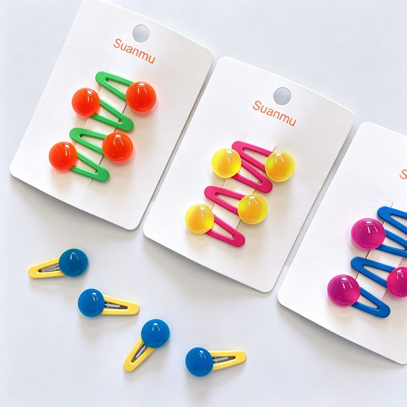 Bright Candy Bead BB Snap Hair Clips