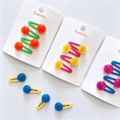 Bright Candy Bead BB Snap Hair Clips