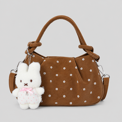 Floral Print Handbag with Charm