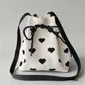Wavy Knit Drawstring Bucket Ba - Shopdayla Wholesale - #4754
