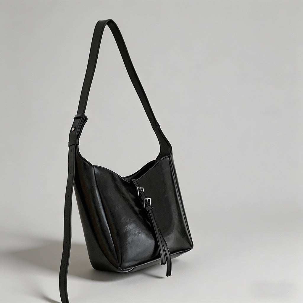 Patent Leather Buckle Hobo Sho - Shopdayla Wholesale - #0706