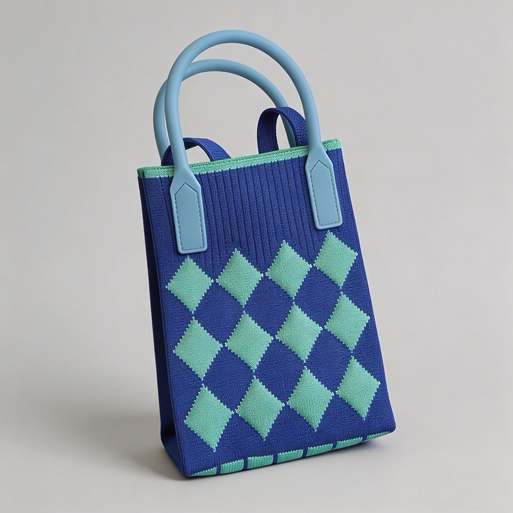 Vintage Knit Argyle Tote Bag - Shopdayla Wholesale - #7122