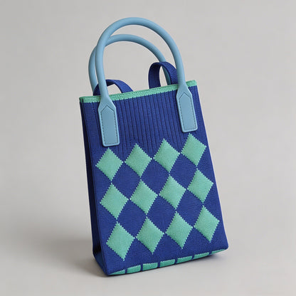 Vintage Knit Argyle Tote Bag - Shopdayla Wholesale - #7122
