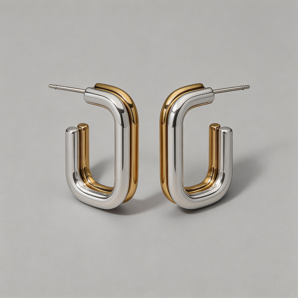 Two-Tone Gold & Silver Square - Shopdayla Wholesale - #4626