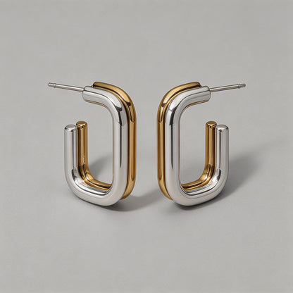Two-Tone Gold & Silver Square - Shopdayla Wholesale - #4626