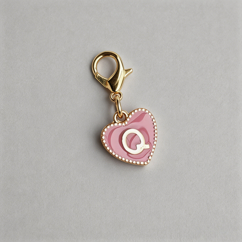 Heart Initial Keychain Charm - Shopdayla Wholesale - #4722